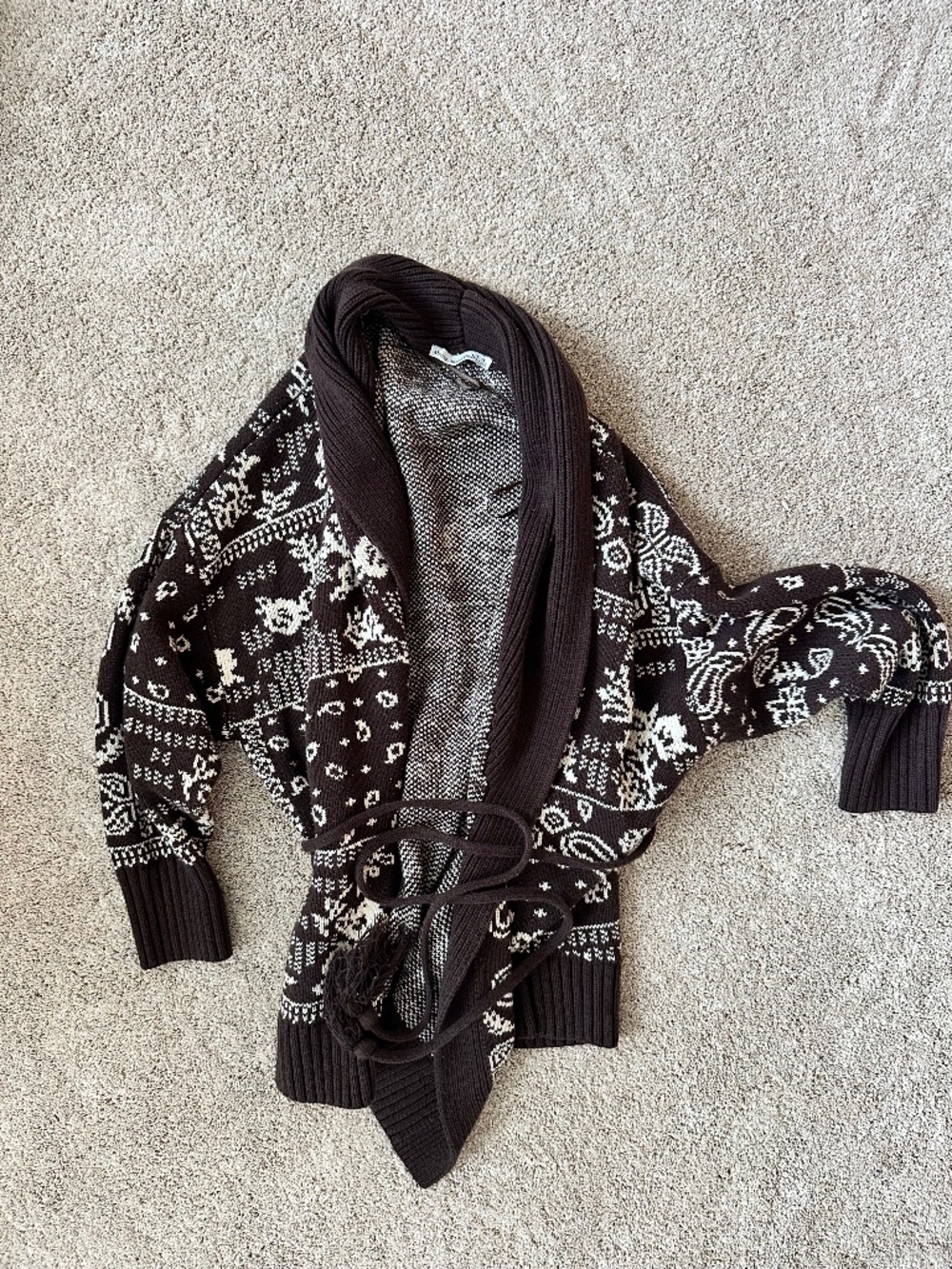 Abercrombie Paisley Tie Belt Cardigan